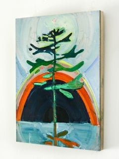 Delphi Tree- Vibrant, Oil Paint, Painting, Wood, Landscape, Blue, Green, Orange