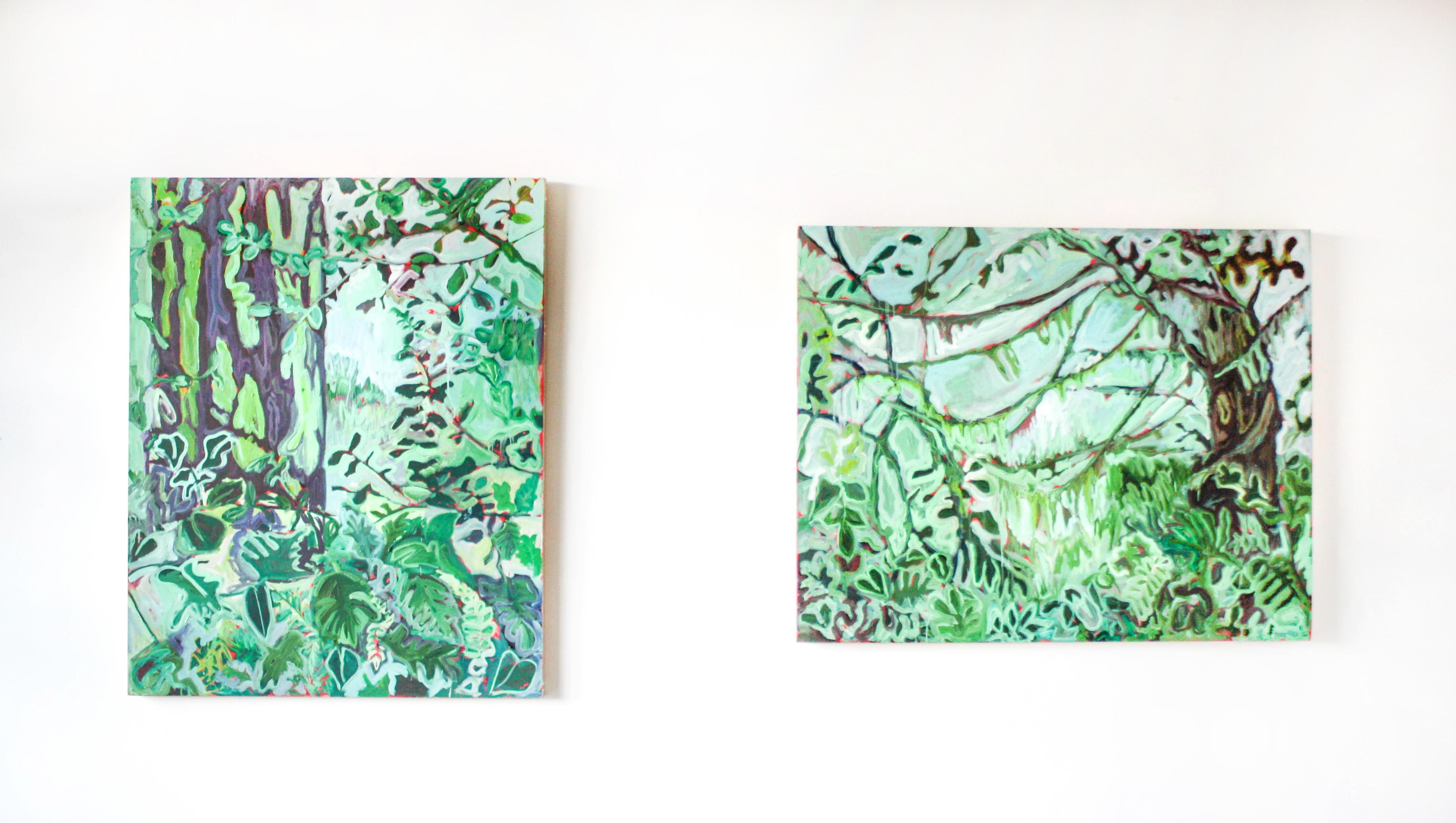 It's a jungle out there- Oil Painting, Paint, Wood, Panel, Landscape, Trees For Sale 1