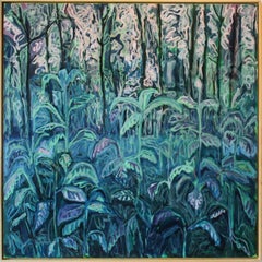 Nite, Nite, Night Light- Oil Paint, Painting, Canvas, Landscape, Leaves, Blue