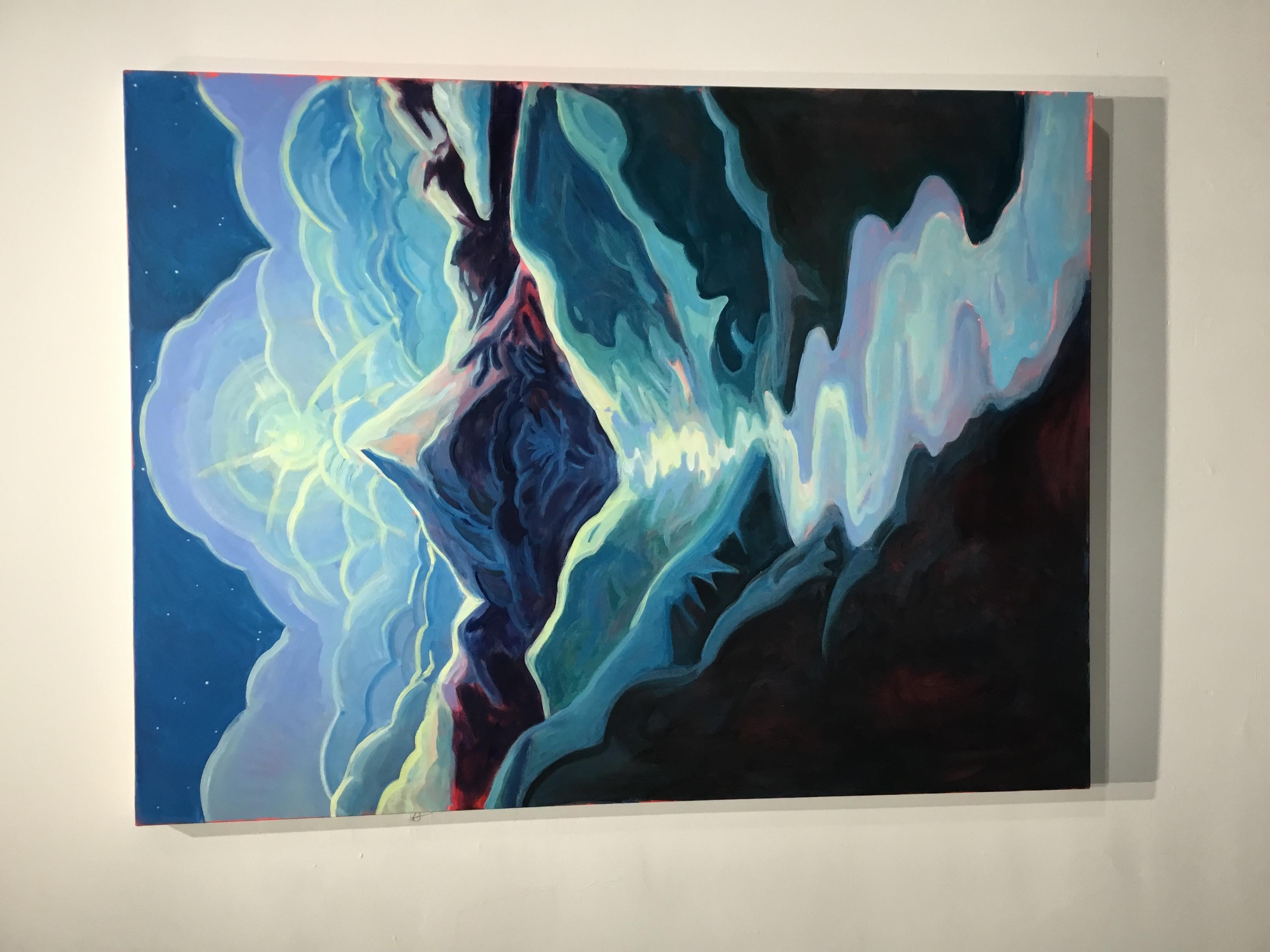 Seconda stella a destra dritta fino al mattino - Figurative Painting Blu di Danielle Winger