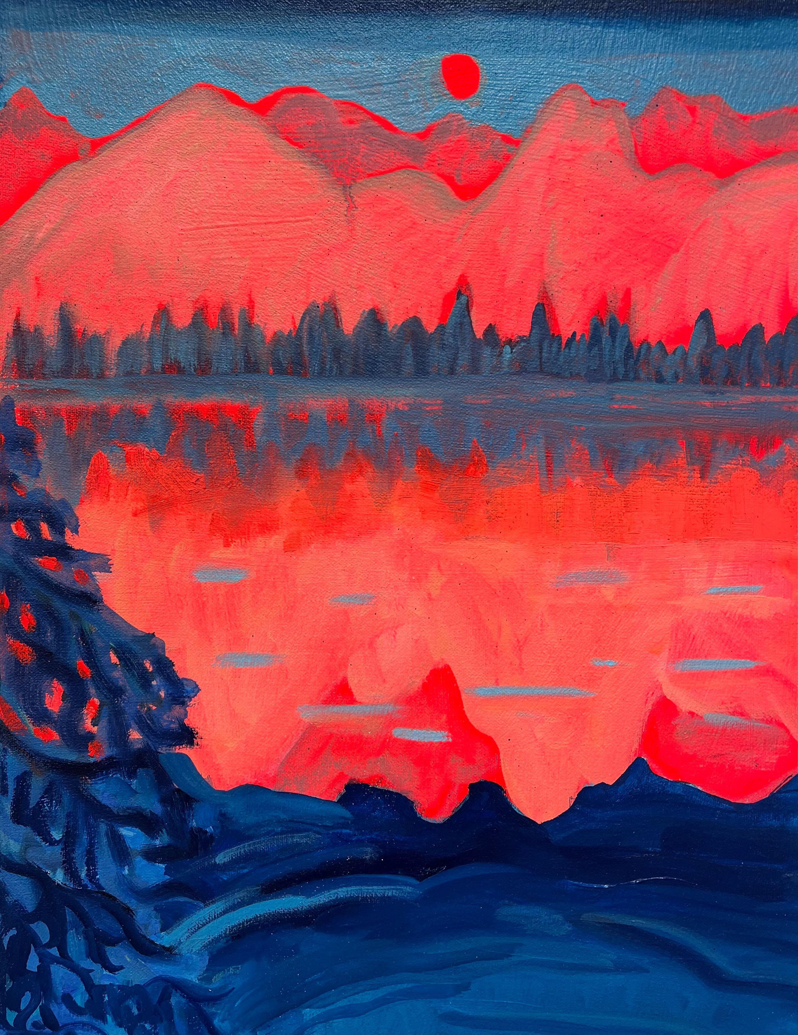 Paso de la Estrella a la Montaña - Landscape Painting Púrpura de Danielle Winger