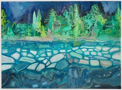 Used There is there is there- Oil Paint, Painting, Wood, Landscape, Blue, Green