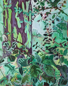 Through the underbrush- Oil Paint, Painting, Wood, Panel, Leaves, Landscape