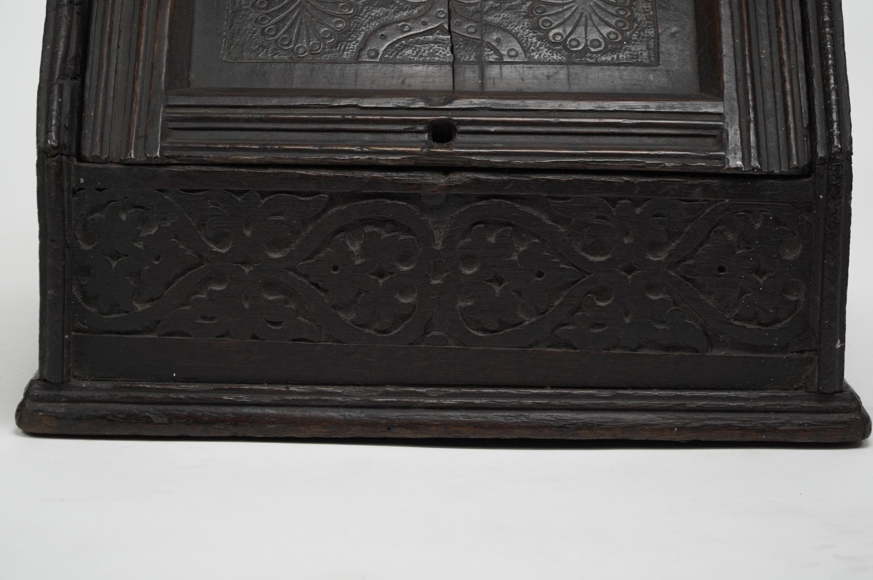 Danier Cottier (style of). An Aesthetic Movement dark oak coal box For Sale 14