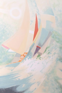 Regate En Haute Mer, Landscape Lithograph by Daniel Gelis
