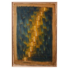 Retro Danil Panagopoulos large oil on jute framed 1989