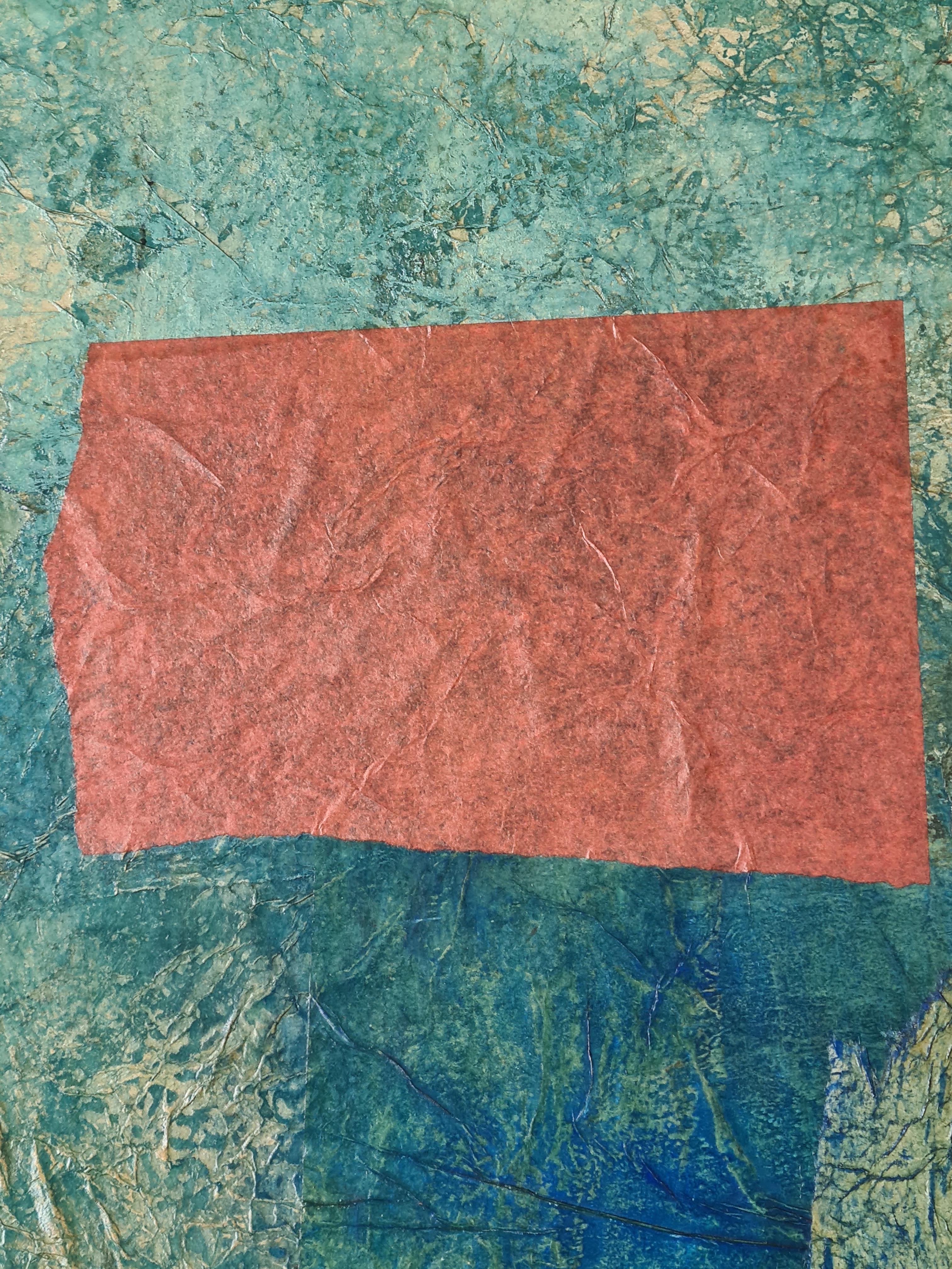 Französischer Mixed Media-Abstrakte Expressionismus, Symphonie in Blau und Rot im Angebot 1