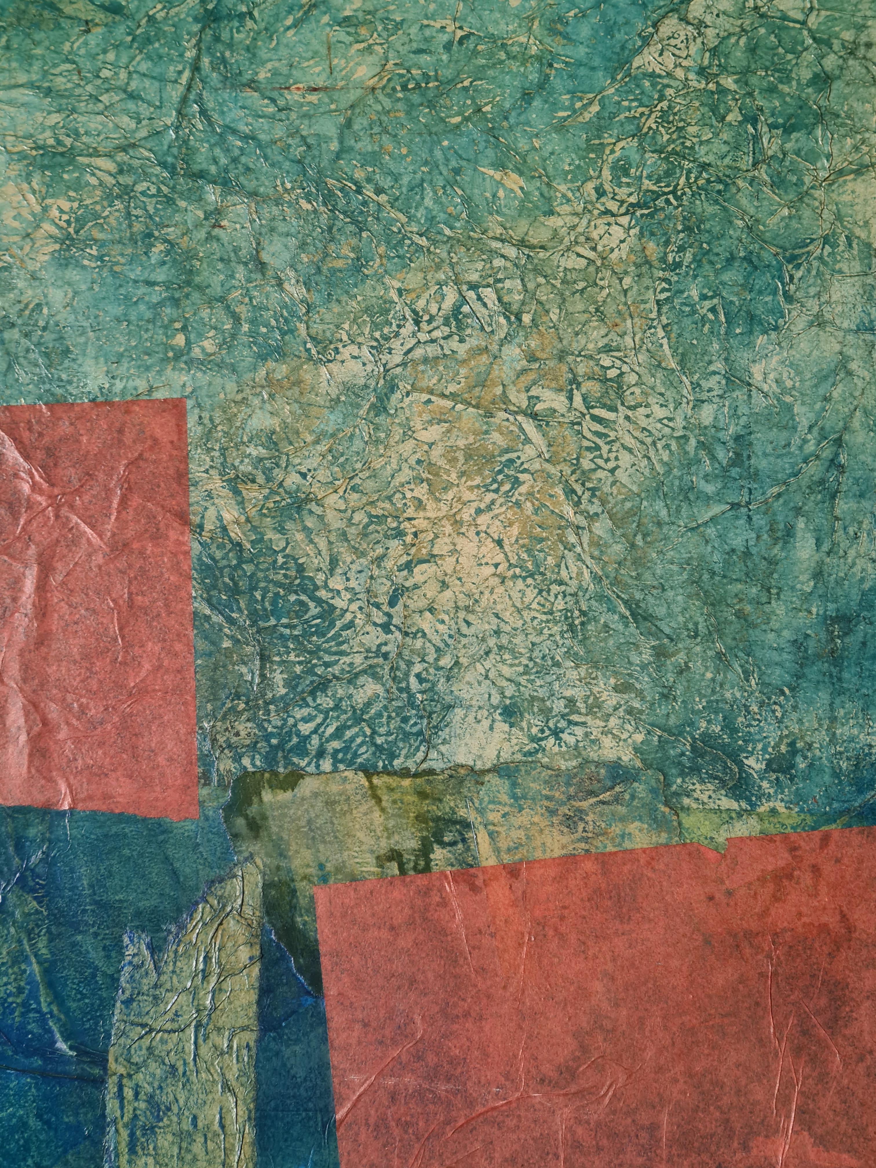 Französischer Mixed Media-Abstrakte Expressionismus, Symphonie in Blau und Rot im Angebot 4