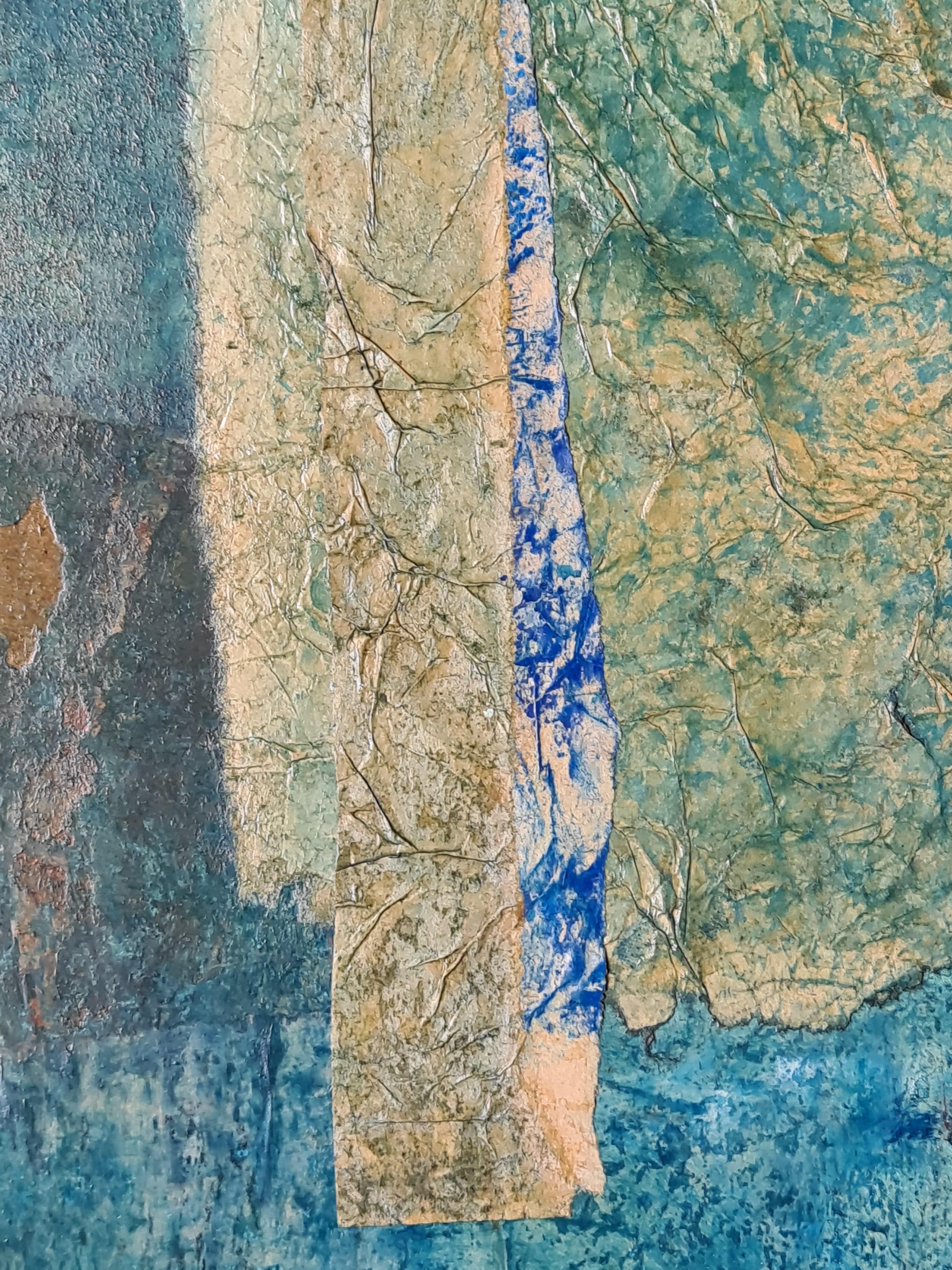 Französischer Mixed Media-Abstrakte Expressionismus, Symphonie in Blau und Rot im Angebot 5