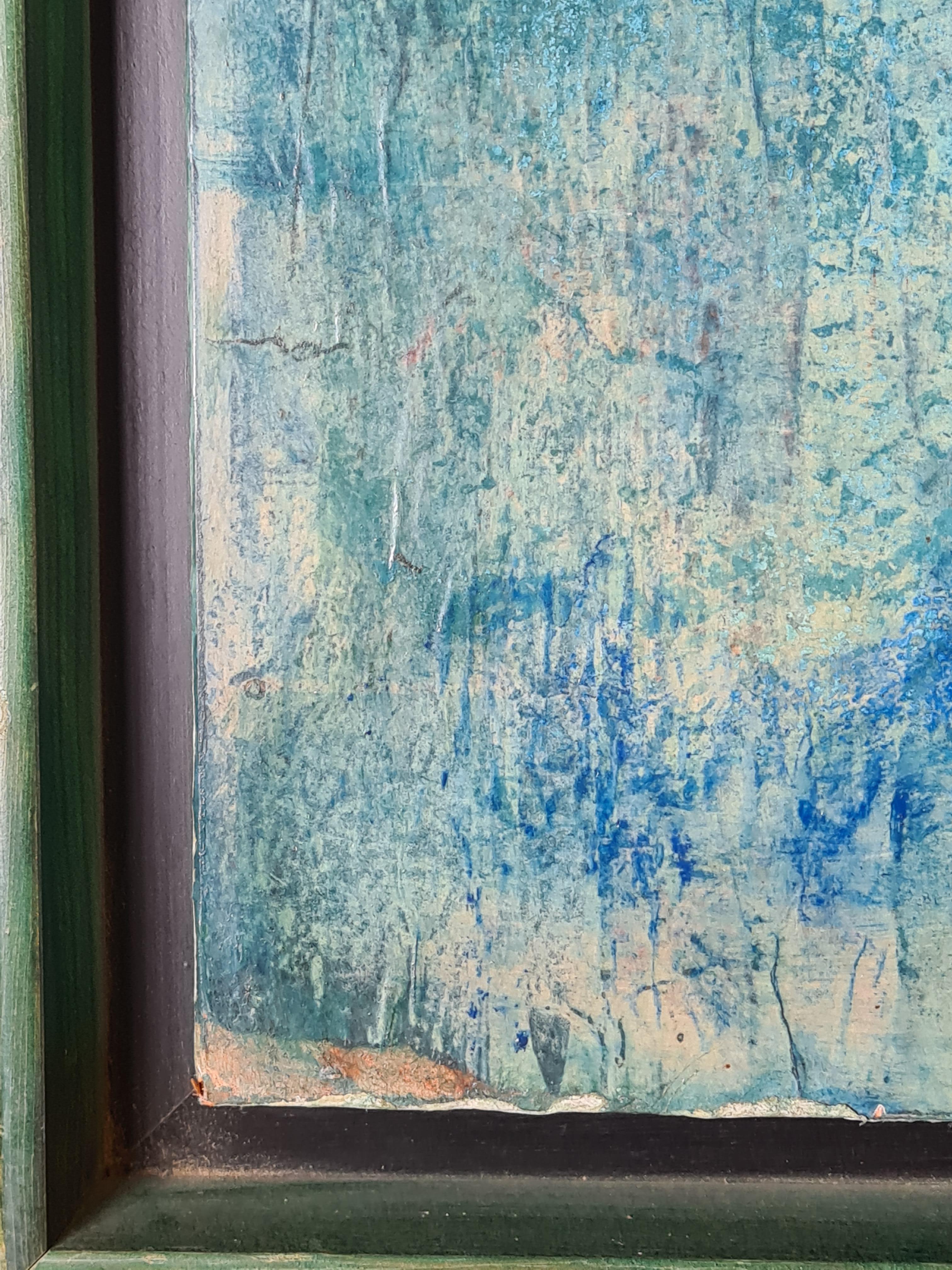 Französischer Mixed Media-Abstrakte Expressionismus, Symphonie in Blau und Rot im Angebot 6
