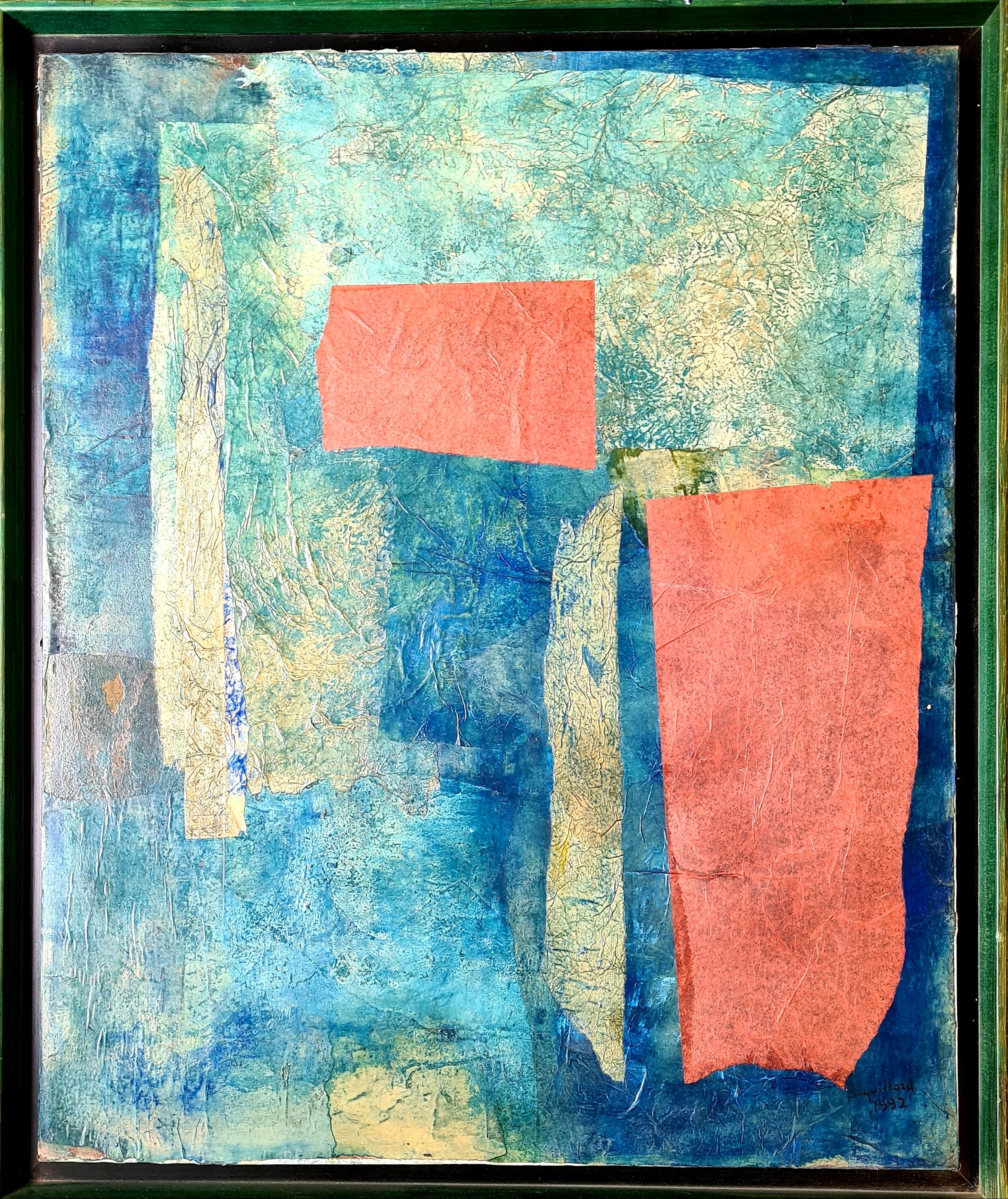 Expresionista abstracto francés de técnica mixta, Sinfonía en azul y rojo