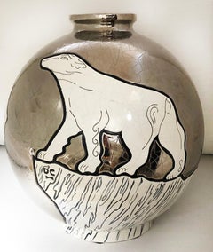 Danilllo Curetti Emaux de Longwy Fayence-Vase mit dem Titel „Banquise“ 39/50