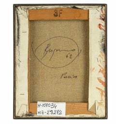 Composición en verde - Cuadro al óleo acrílico original de Danilo Bergamo -  1962