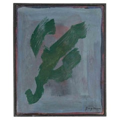 Composición en verde - Cuadro al óleo acrílico original de Danilo Bergamo -  1962