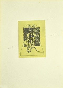 Adamo und Eva – Original-Radierung auf Karton von Danilo Bergamo – 1970er Jahre