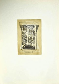 Zusammensetzung - Original-Radierung auf Karton von Danilo Bergamo - 1970er Jahre