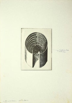 Composition - Gravure originale sur carton de Danilo Bergamo - 1970