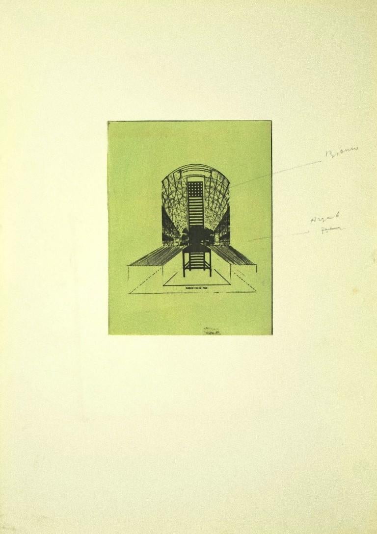 The Chair is an original etching on cardboard realized by Danilo Bergamo in 1975.

Not signed.

Good conditions.

Danilo Bergamo (1938) after starting his artistic training in Macerata he moved to Rome with a scholarship from the Experimental Center