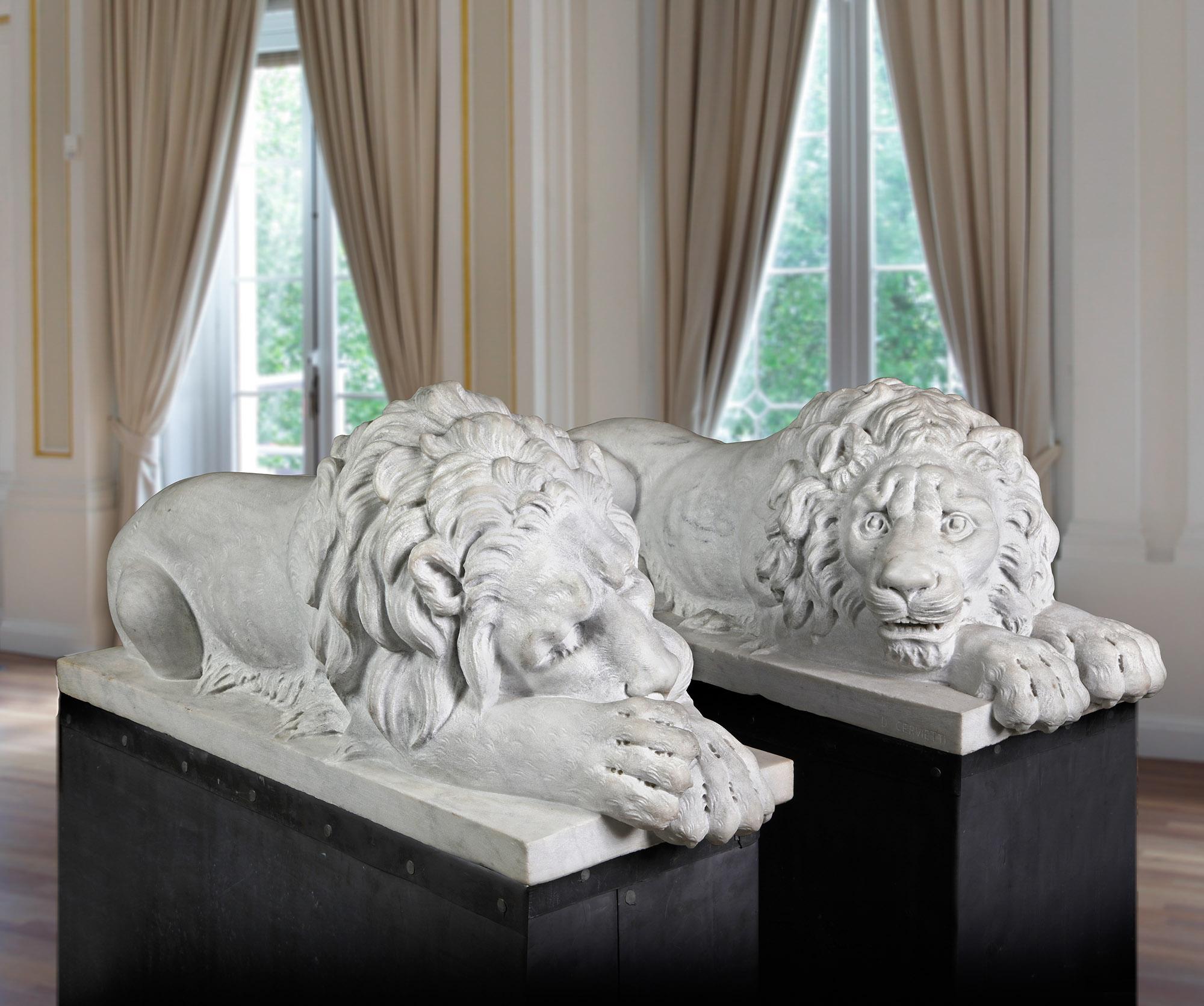 Danilo Cervietti Pair of Marble Canova Lions - Second half 20th Century For Sale 9