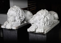 Danilo Cervietti Pair of Marble Canova Lions - Second half 20th Century