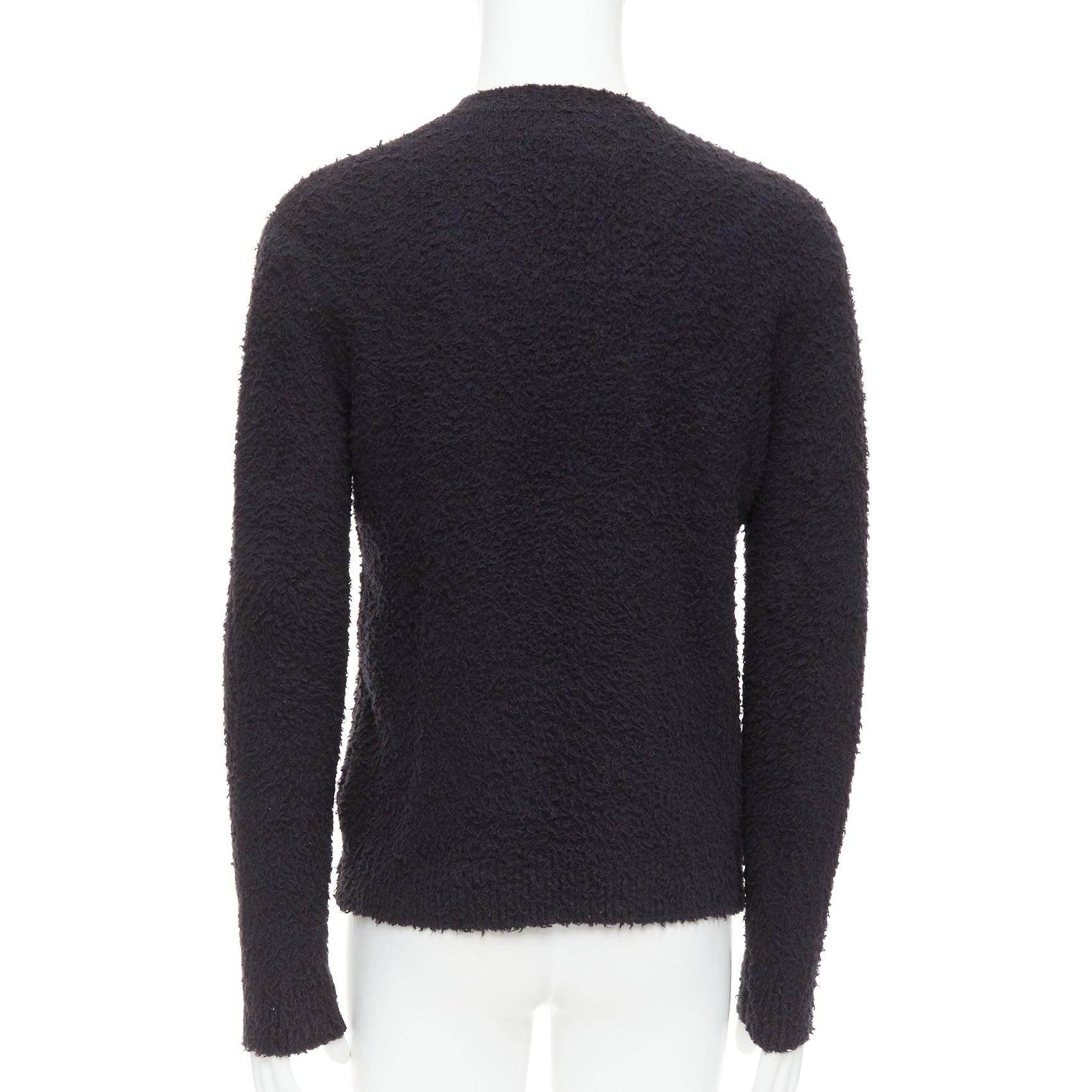 DANILO PAURA 2020 Errol Pullover aus schwarzer, shaggy Baumwolle  S Herren im Angebot