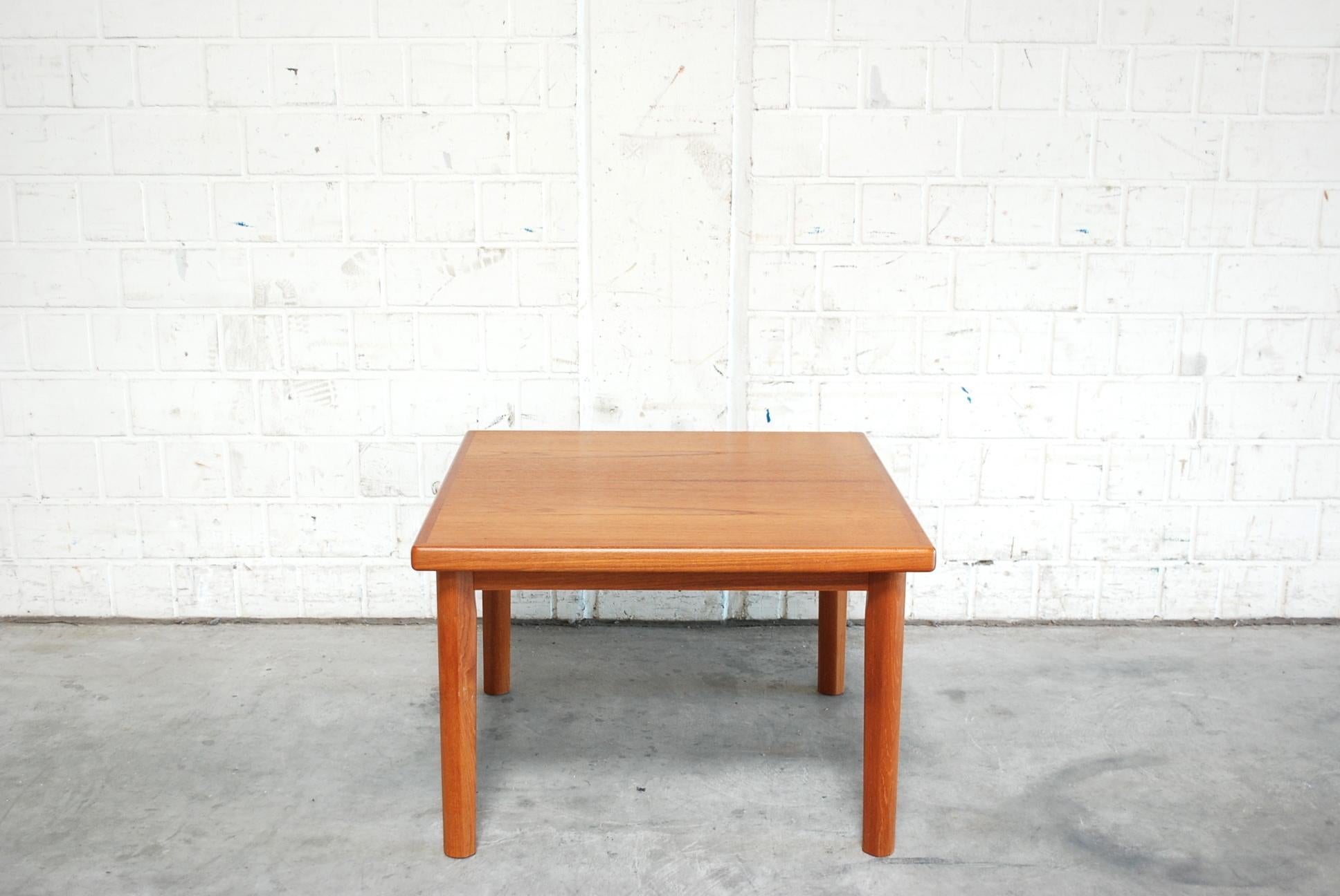 Danish Modern coffee table in oiled teak wood. 
Manufactured by BRDR Furbo.
The table has a square measure that could fits in the corner between the Sofas.
In very good condition.