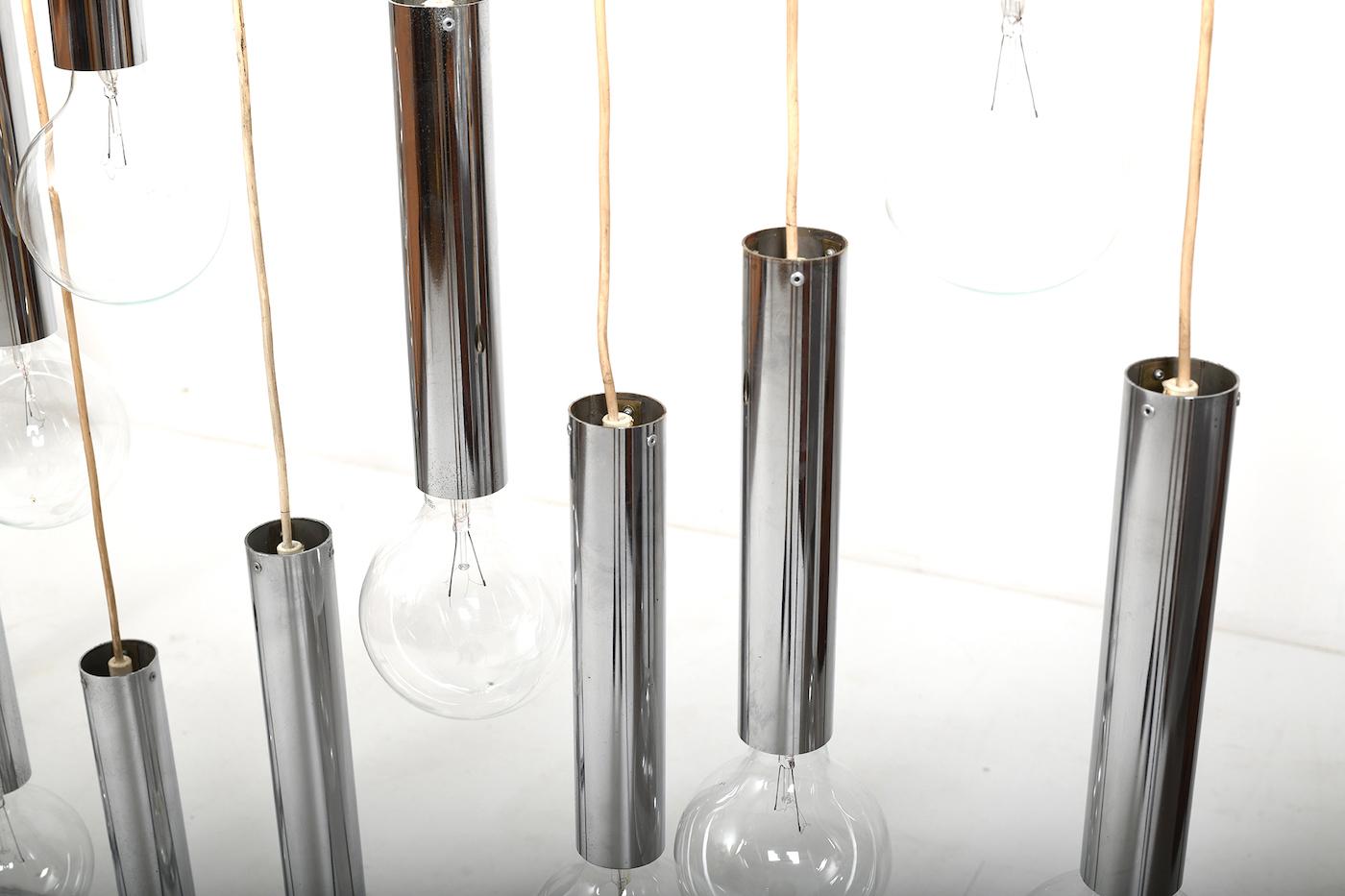 Mid-Century moderno Lampadario danese a 15 punti cromati anni '60 in vendita