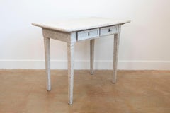 Danish 1800s Painted Wood Console Table with Two Drawers and Fluted Motifs