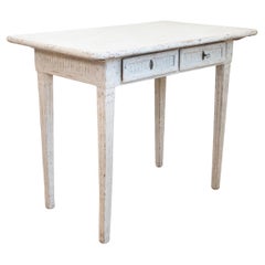 Danish 1800s Painted Wood Console Table with Two Drawers and Fluted Motifs