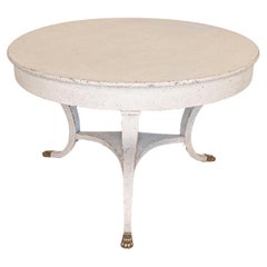 Antique Danish 1810s Painted Hall Center Table with Curving Legs and Brass Lion Paw Feet