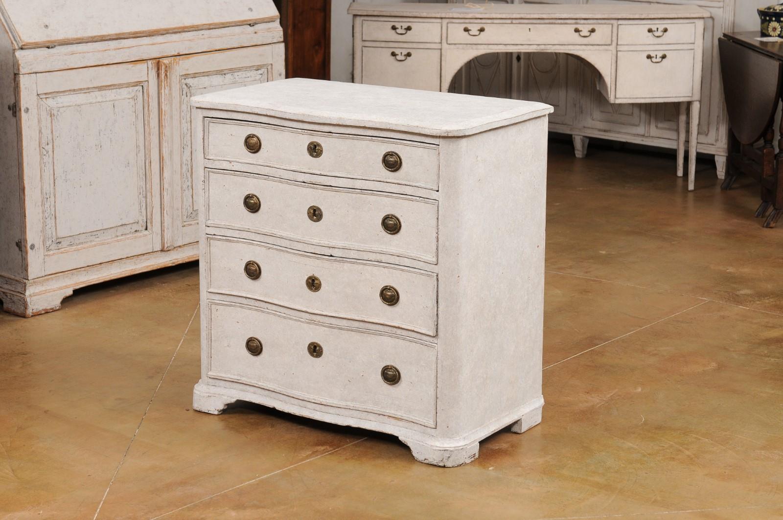 Danish 1880s Off White Painted Serpentine Front Chest with Graduated Drawers For Sale 7