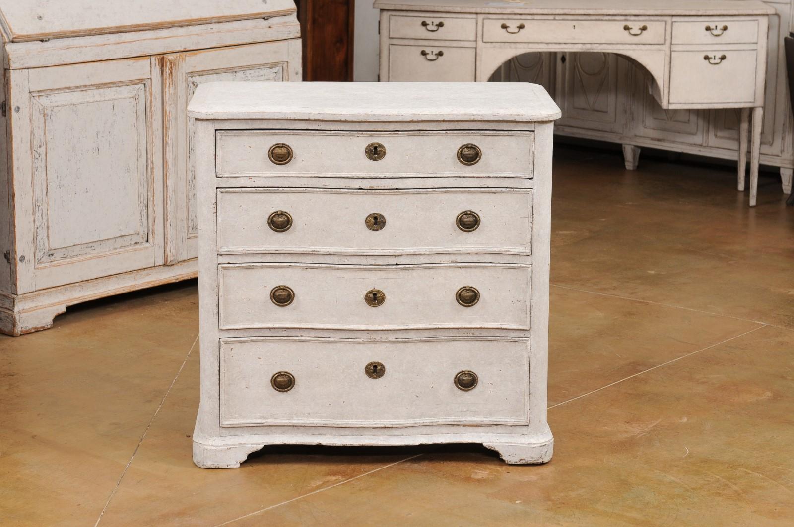 Danish 1880s Off White Painted Serpentine Front Chest with Graduated Drawers For Sale 8