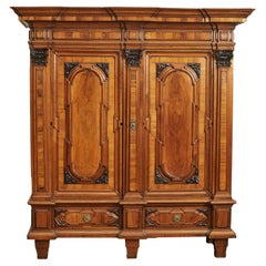 Danish 18th Ctr. Baroque Manor House Kast or Armoire in Walnut & Oak