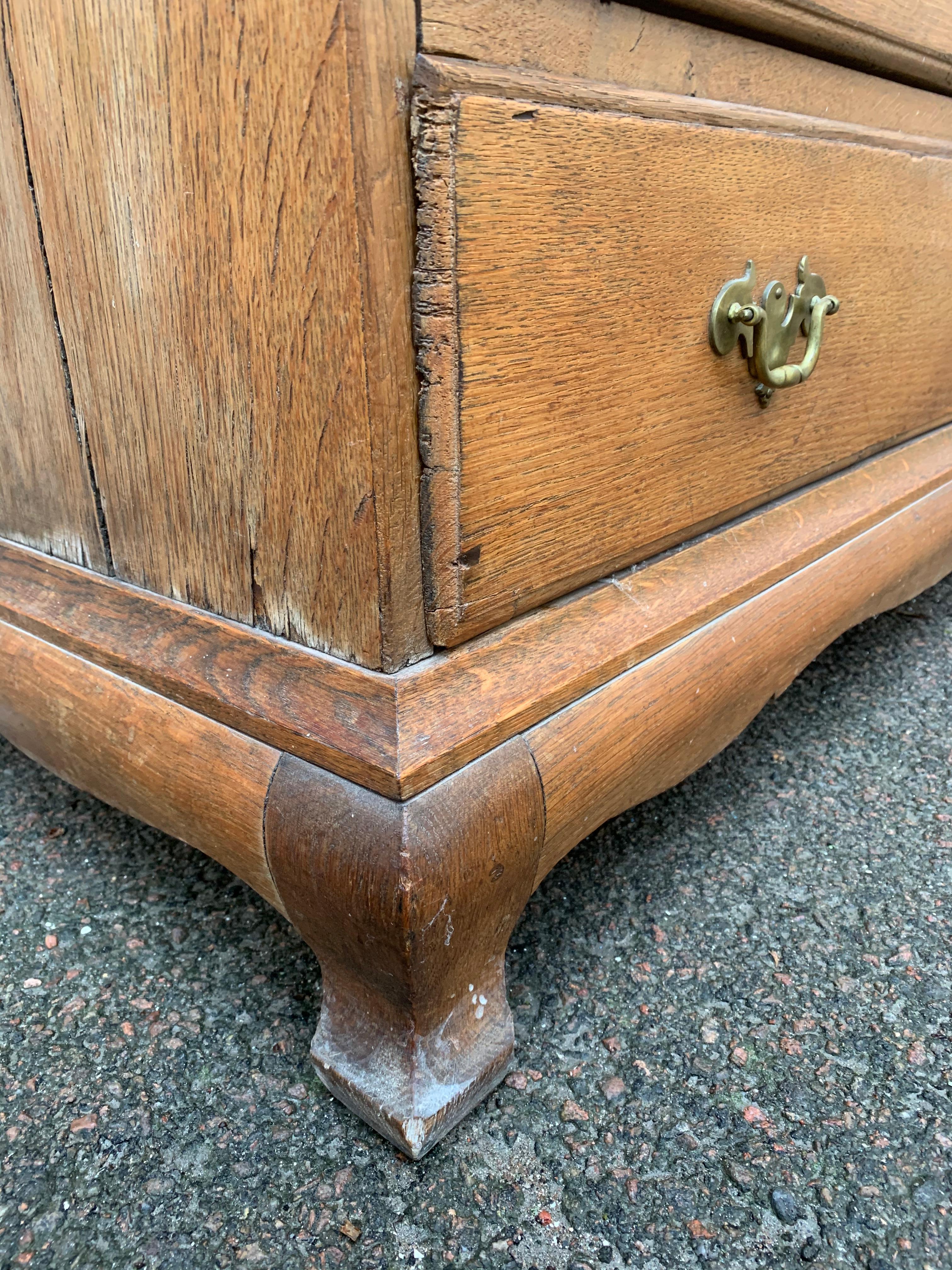 Danish 18th Century Baroque Oak Secretary Writing Desk 10