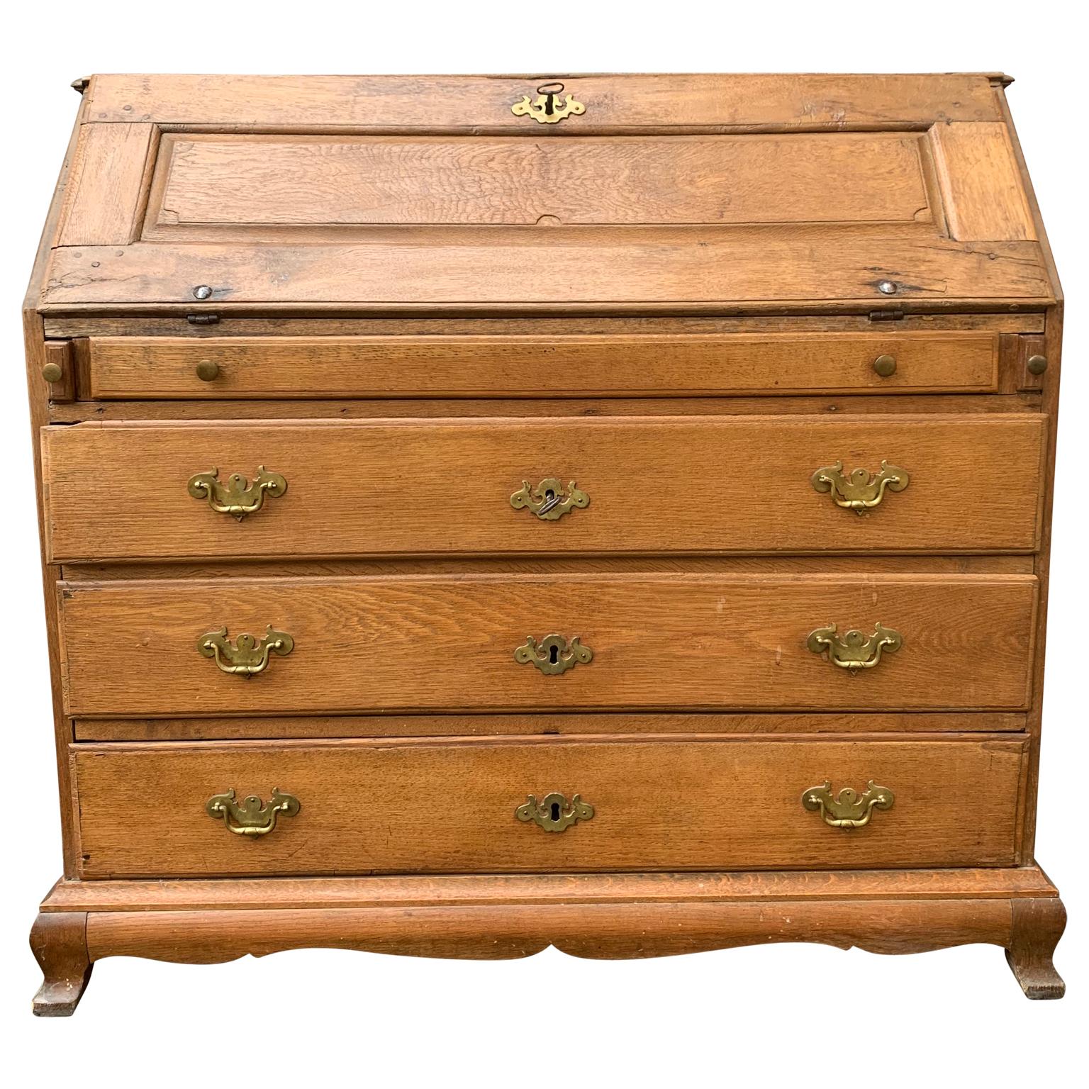 Danish 18th Century 4-drawer chest and writing desk with drop down top and a series of small drawers inside. Antique brass hardware and original locks and 3 keys.

Included is the original September 1940 invoice from when the Swedish owner bought