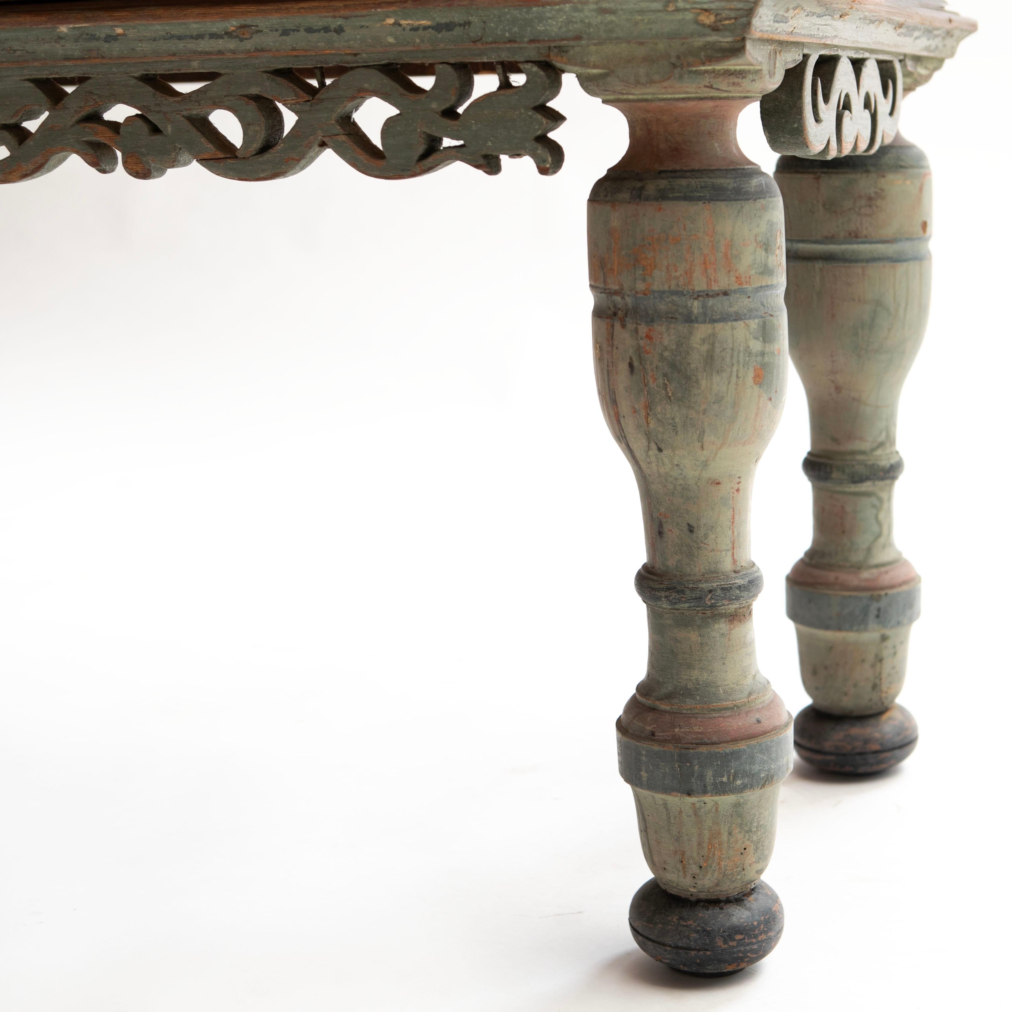 Danish 18th Century Baroque Table With Two Drawers and Original Paint For Sale 12