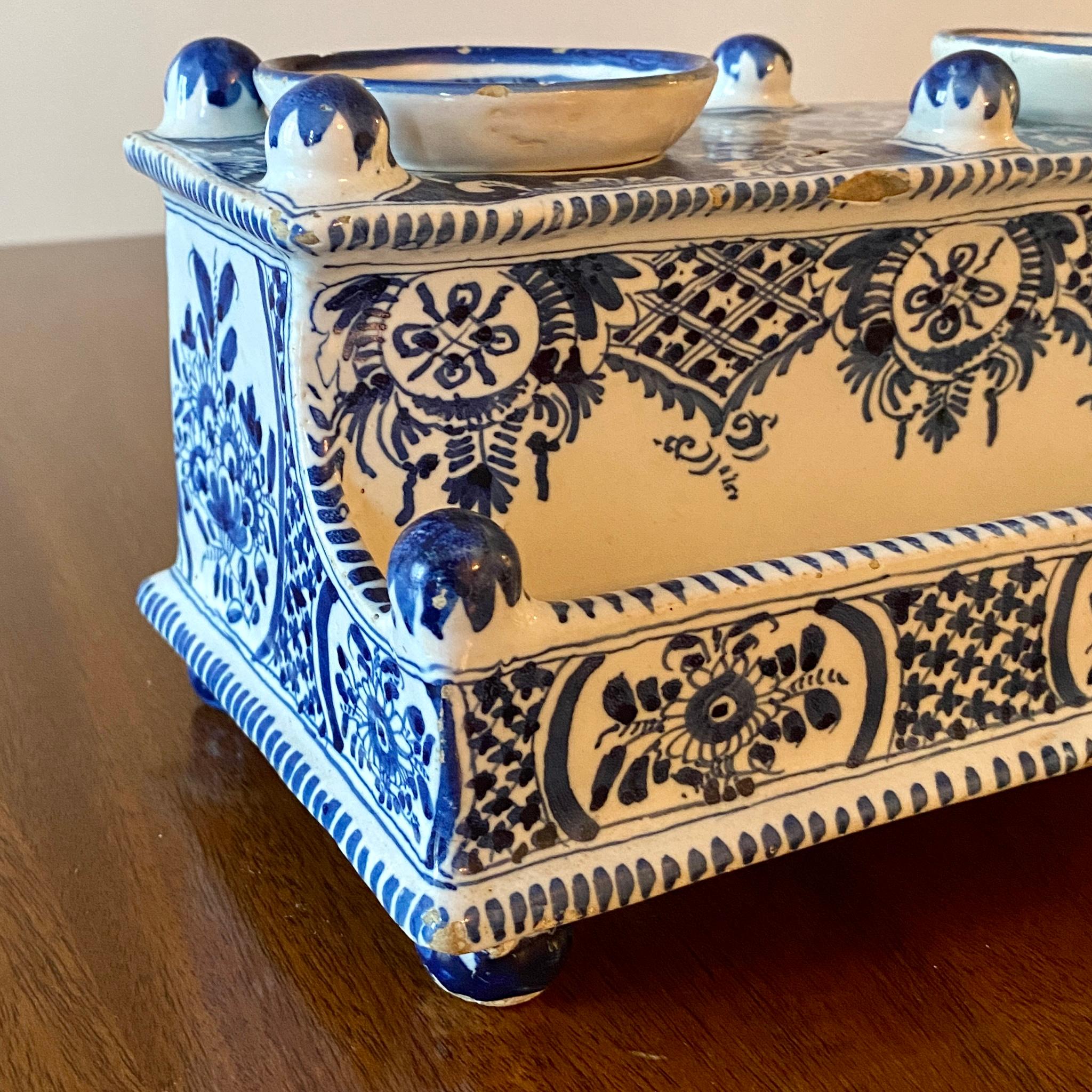 Danish 18th Century Blue Faience Inkwell by Store Kongensgade For Sale 3
