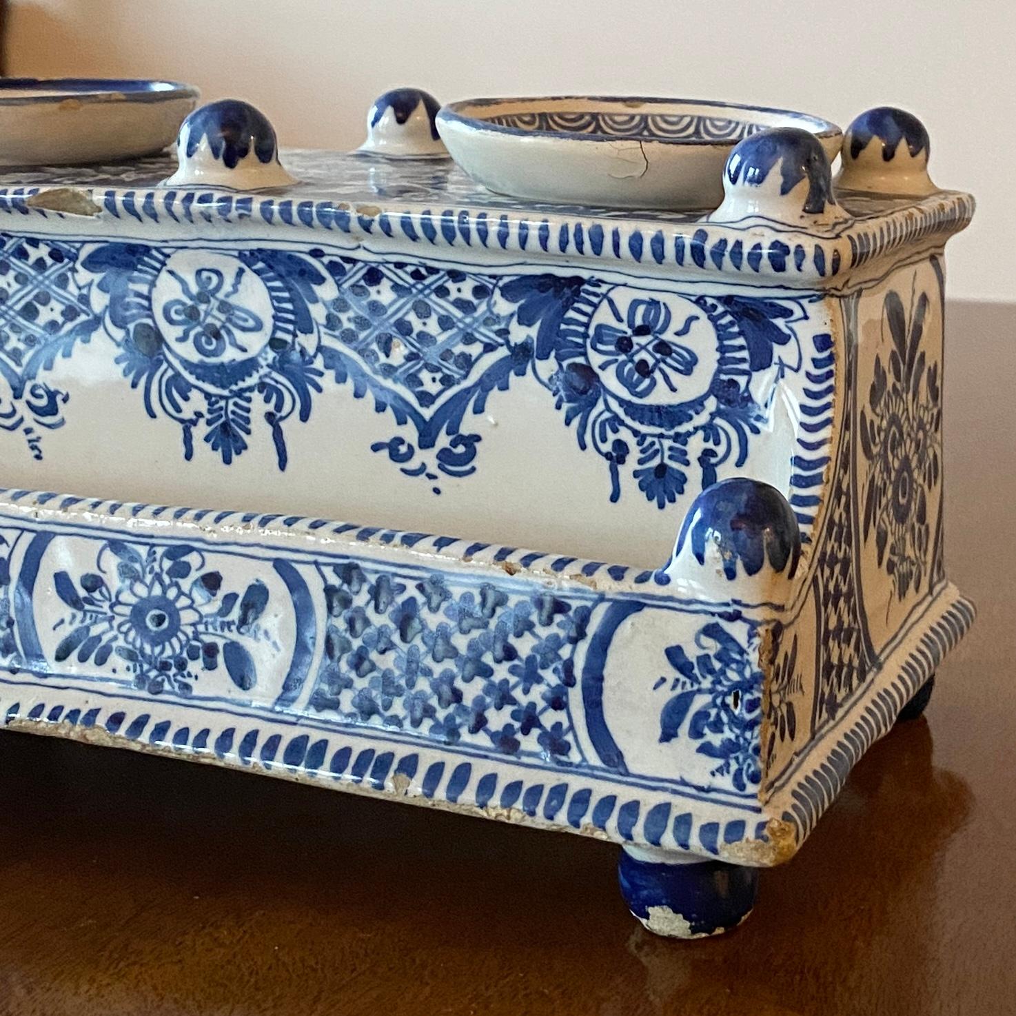 Danish 18th Century Blue Faience Inkwell by Store Kongensgade For Sale 5