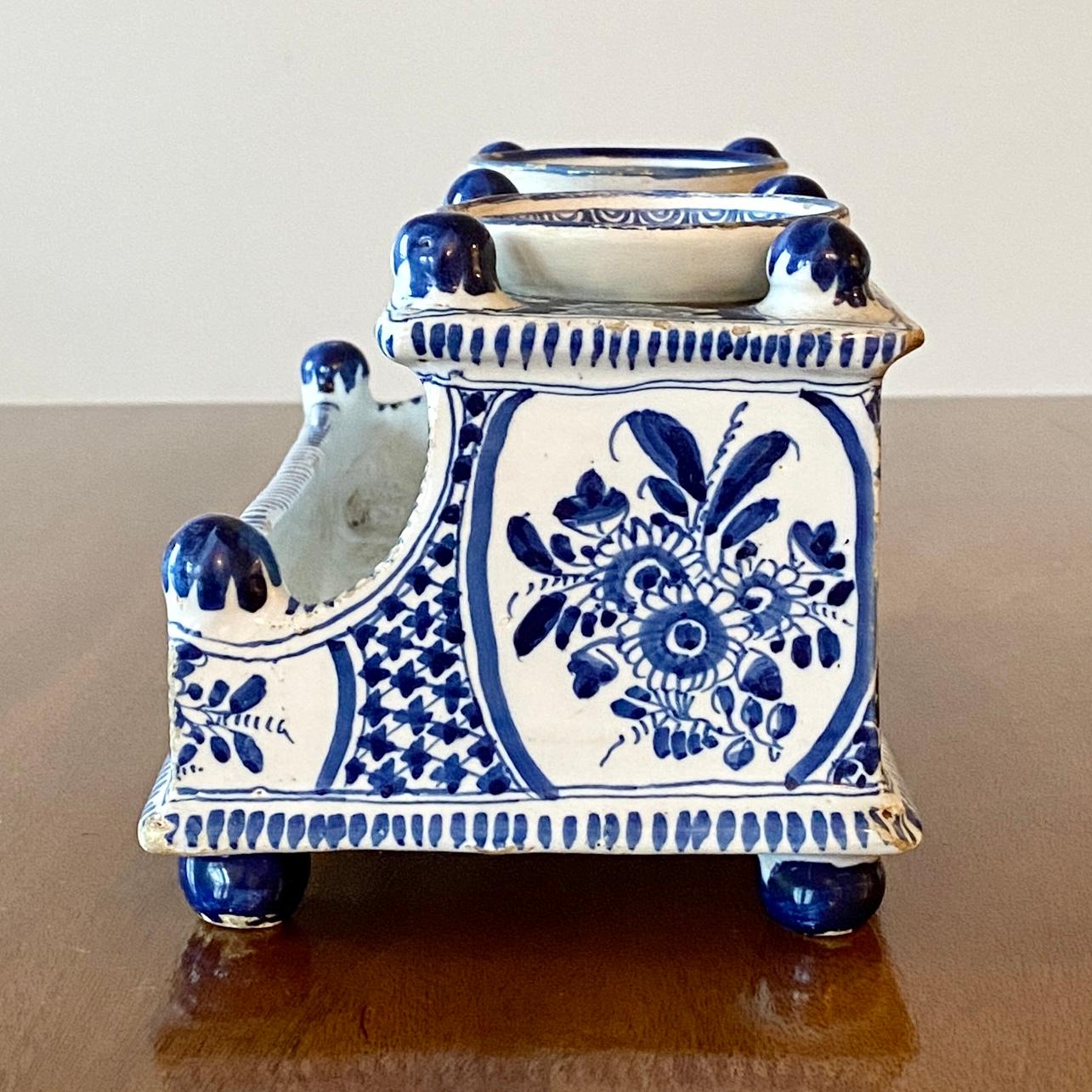 Danish 18th Century Blue Faience Inkwell by Store Kongensgade For Sale 7