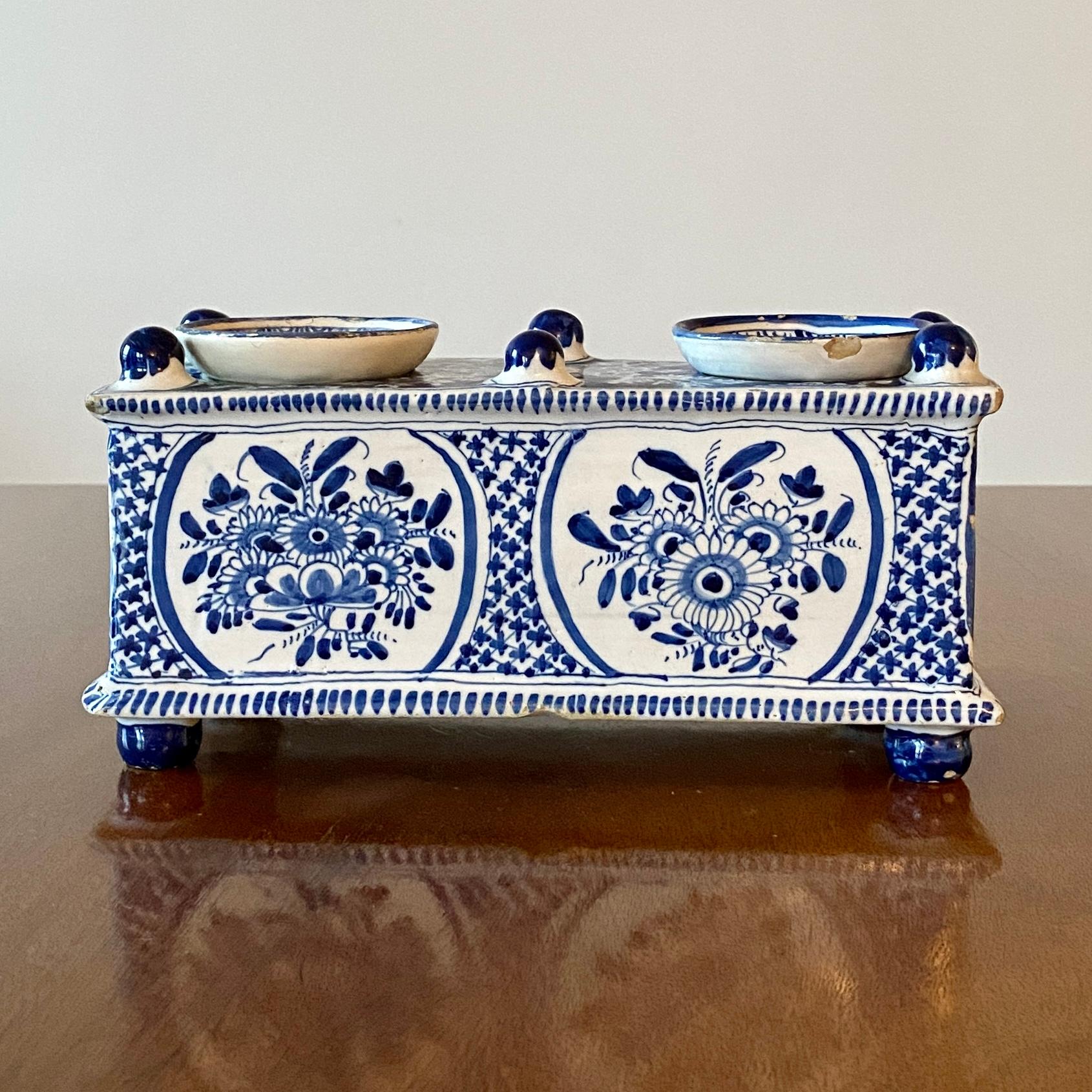 Danish 18th Century Blue Faience Inkwell by Store Kongensgade For Sale 8