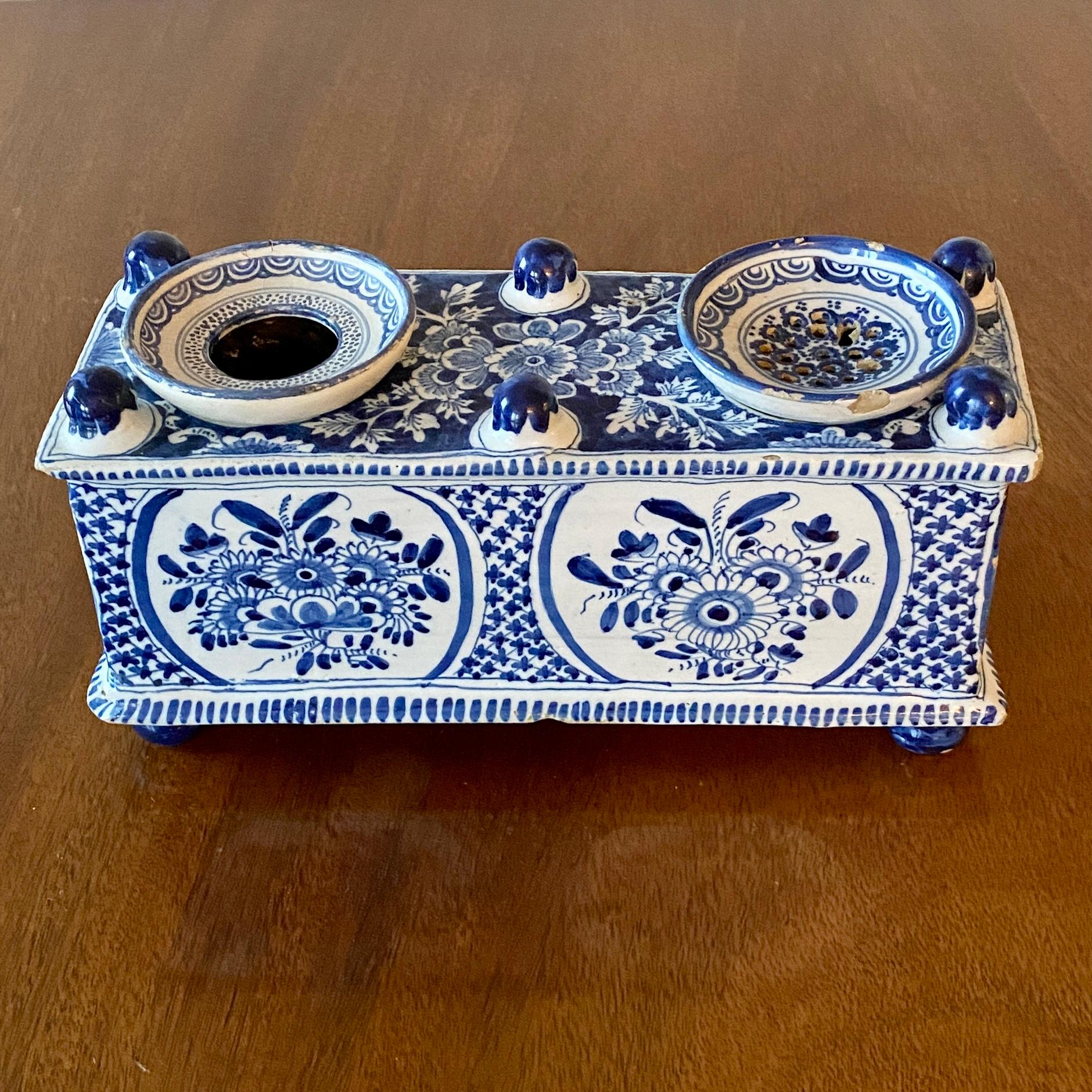 Danish 18th Century Blue Faience Inkwell by Store Kongensgade For Sale 8