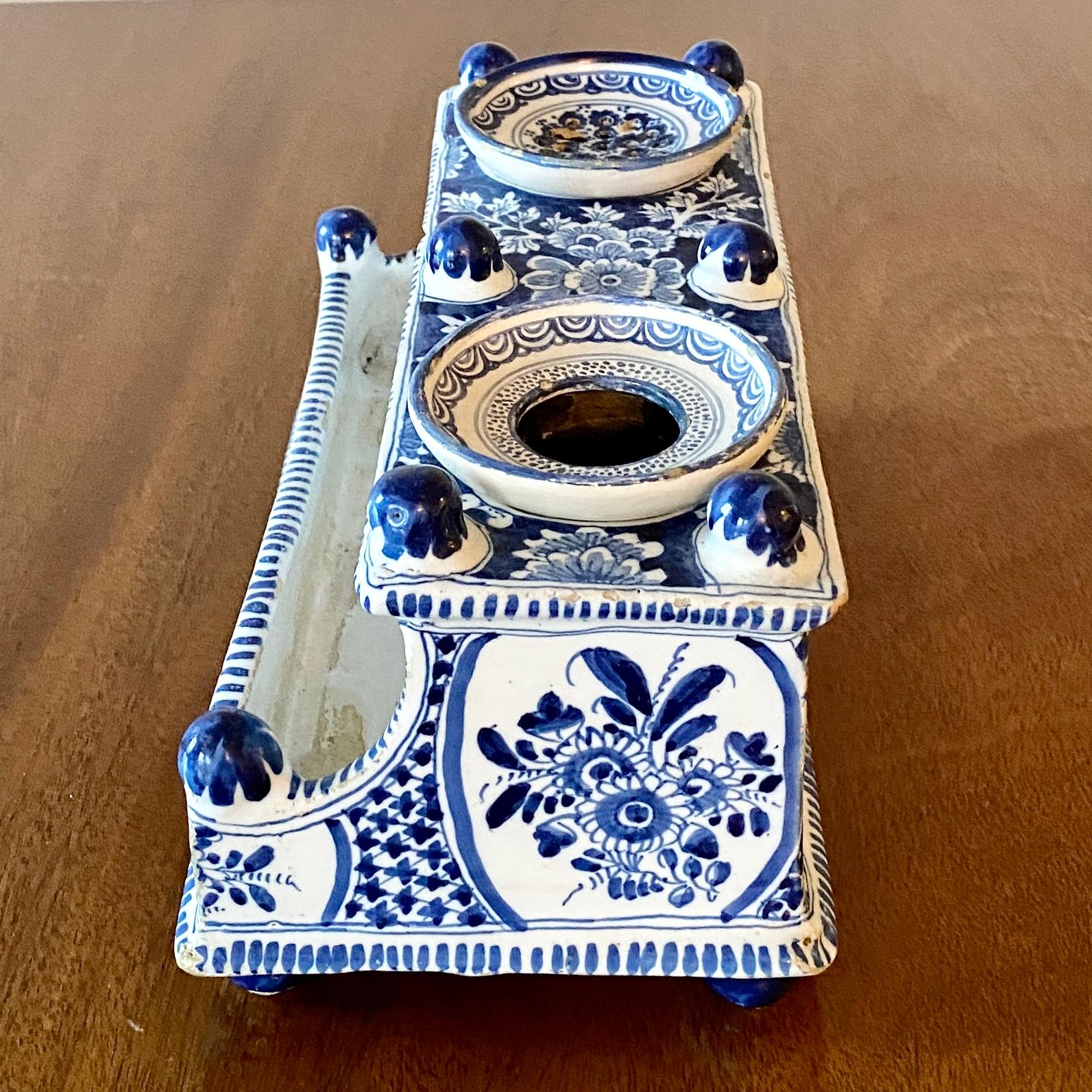 Danish 18th Century Blue Faience Inkwell by Store Kongensgade For Sale 11