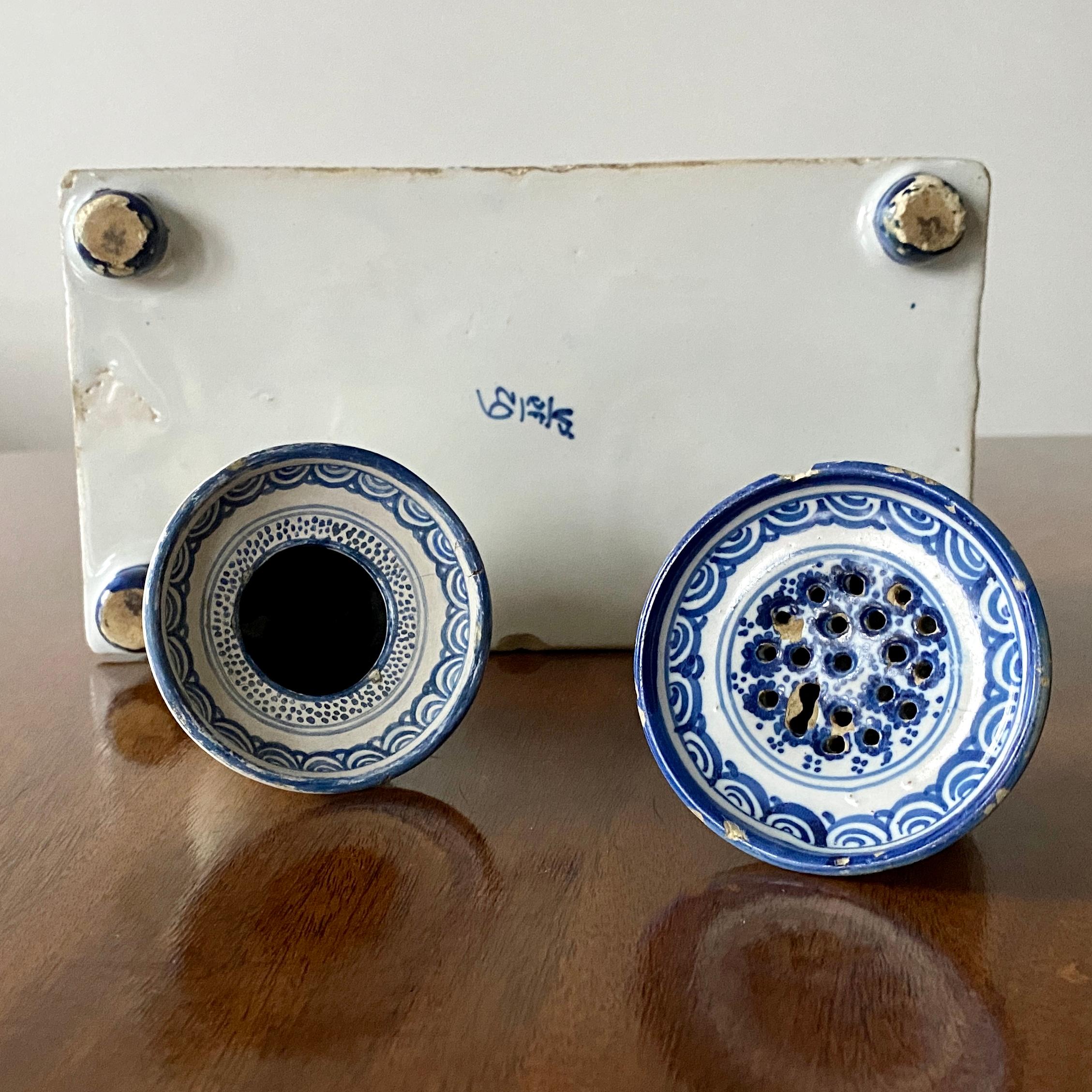 Danish 18th Century Blue Faience Inkwell by Store Kongensgade For Sale 13