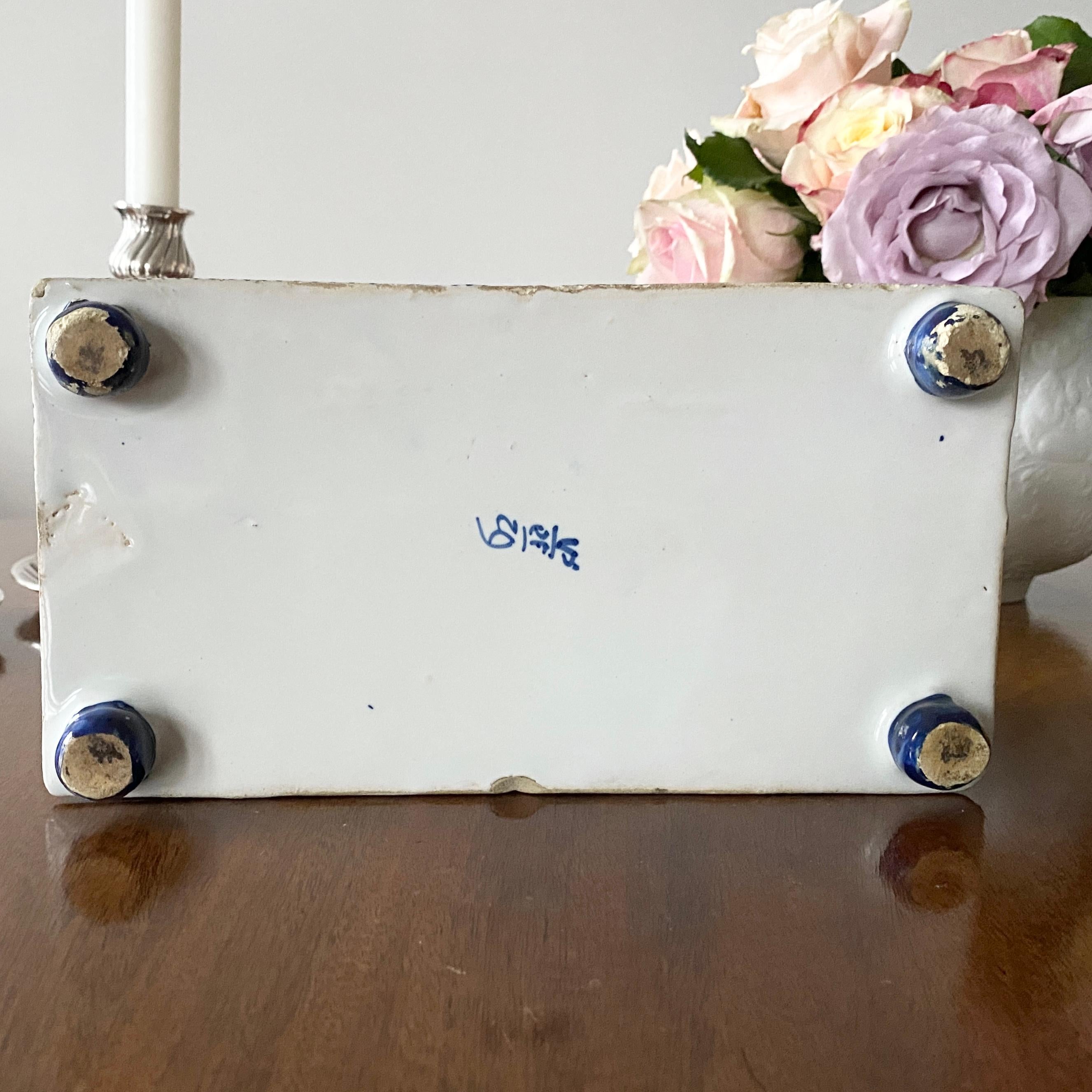 Danish 18th Century Blue Faience Inkwell by Store Kongensgade For Sale 2