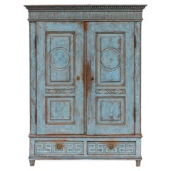 Cabinet Louis XVI danois du XVIIIe siècle peint en bleu