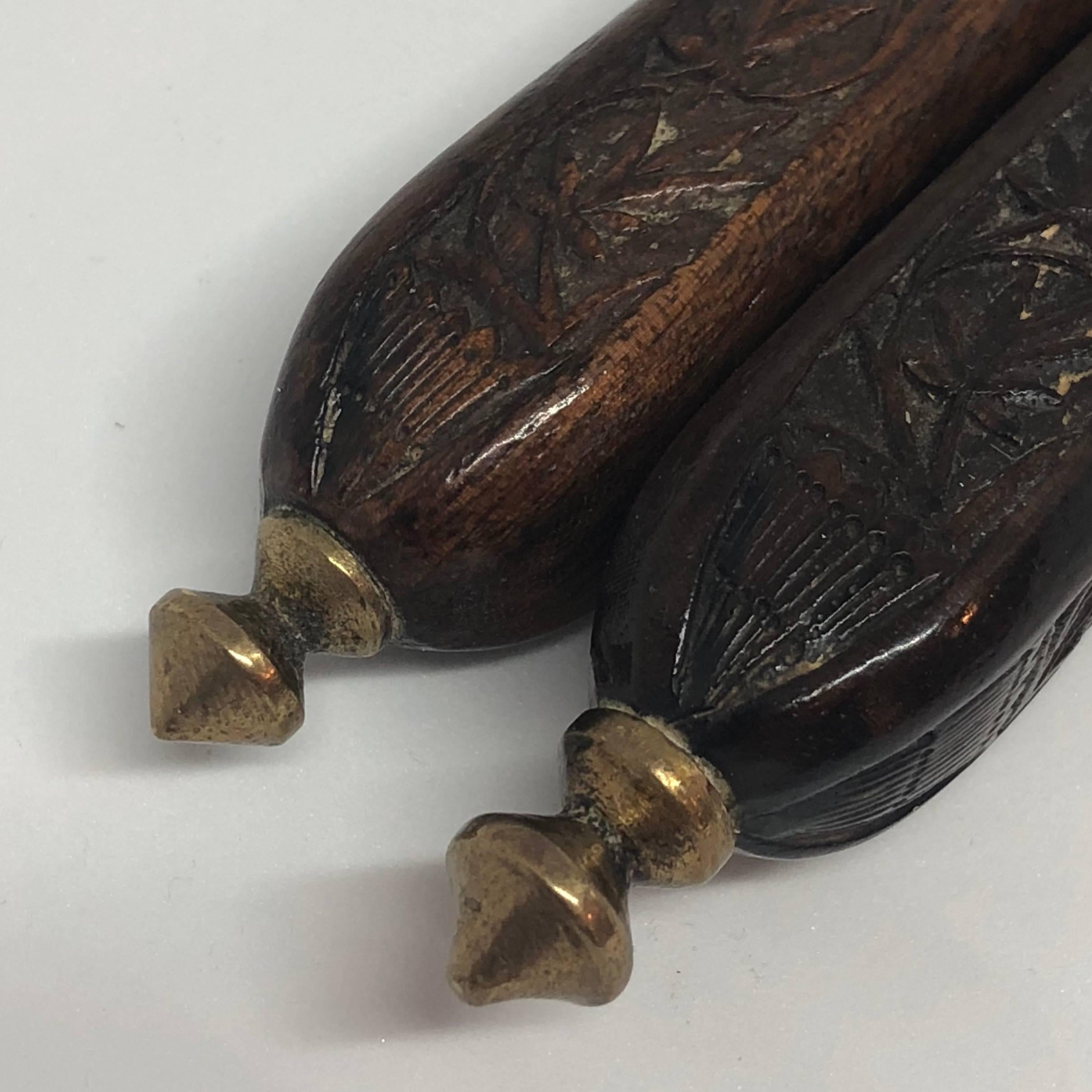Fait main Danish 18th Century Brass And Wood Nutcracker en vente