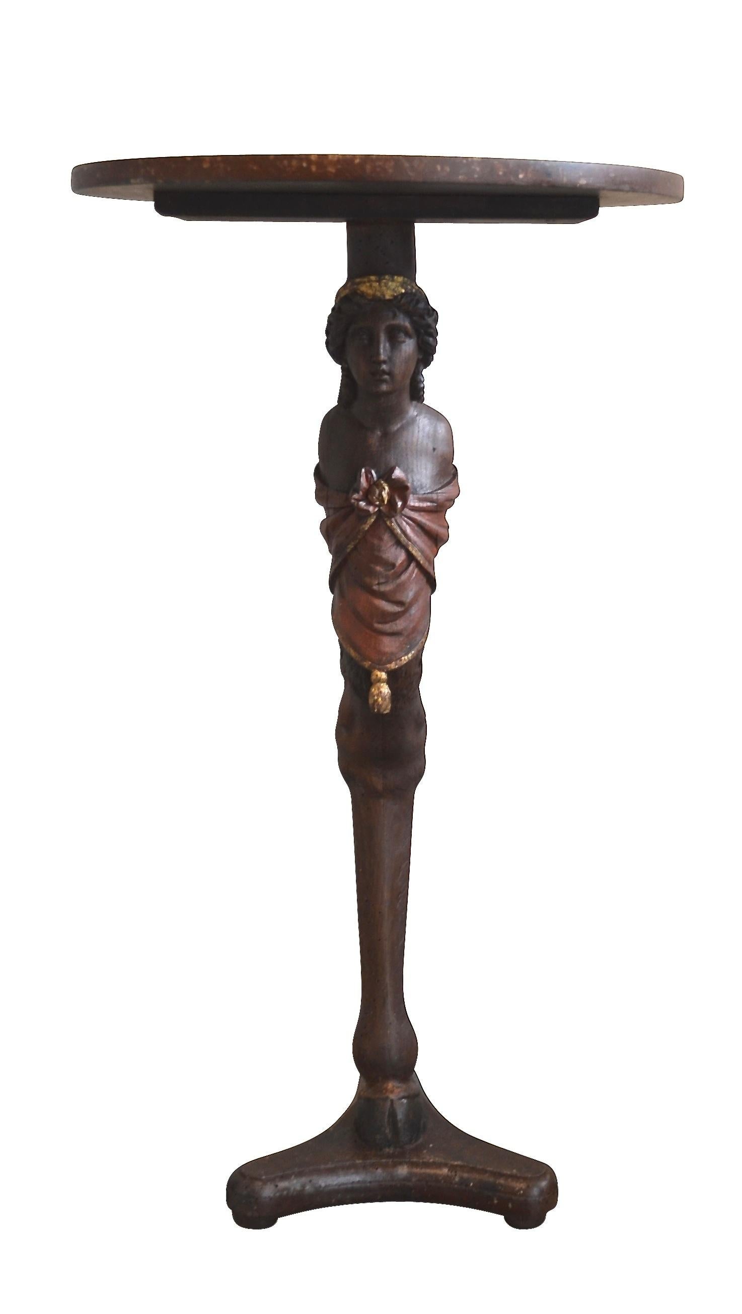 Wood Danish 18th Century Figure Head Gueridon Pedestal Table For Sale