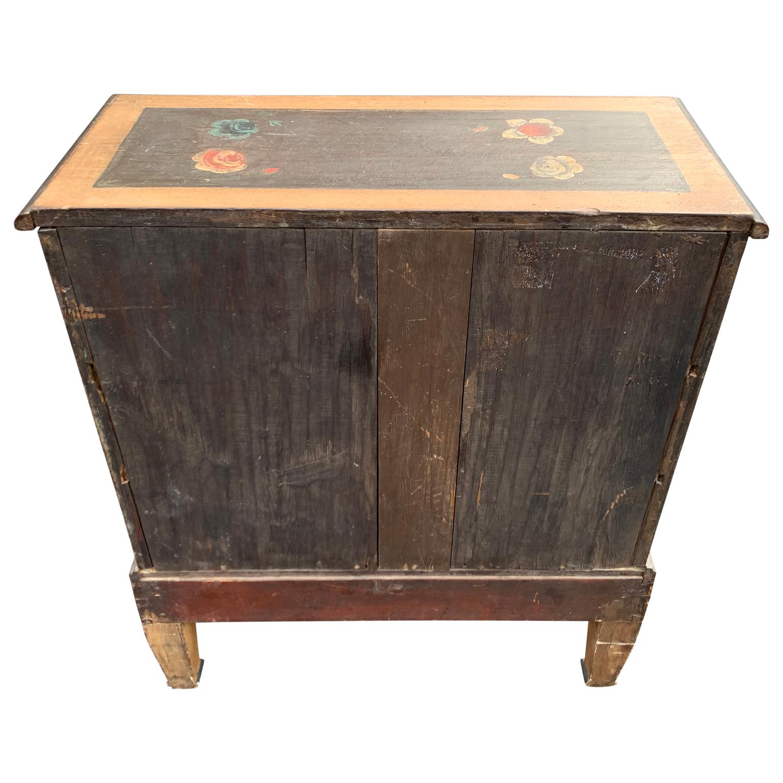 18th Century and Earlier Danish 18th Century Flower Painted Folk Art Chest of Drawers