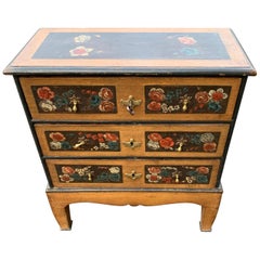 Danish 18th Century Flower Painted Folk Art Chest of Drawers