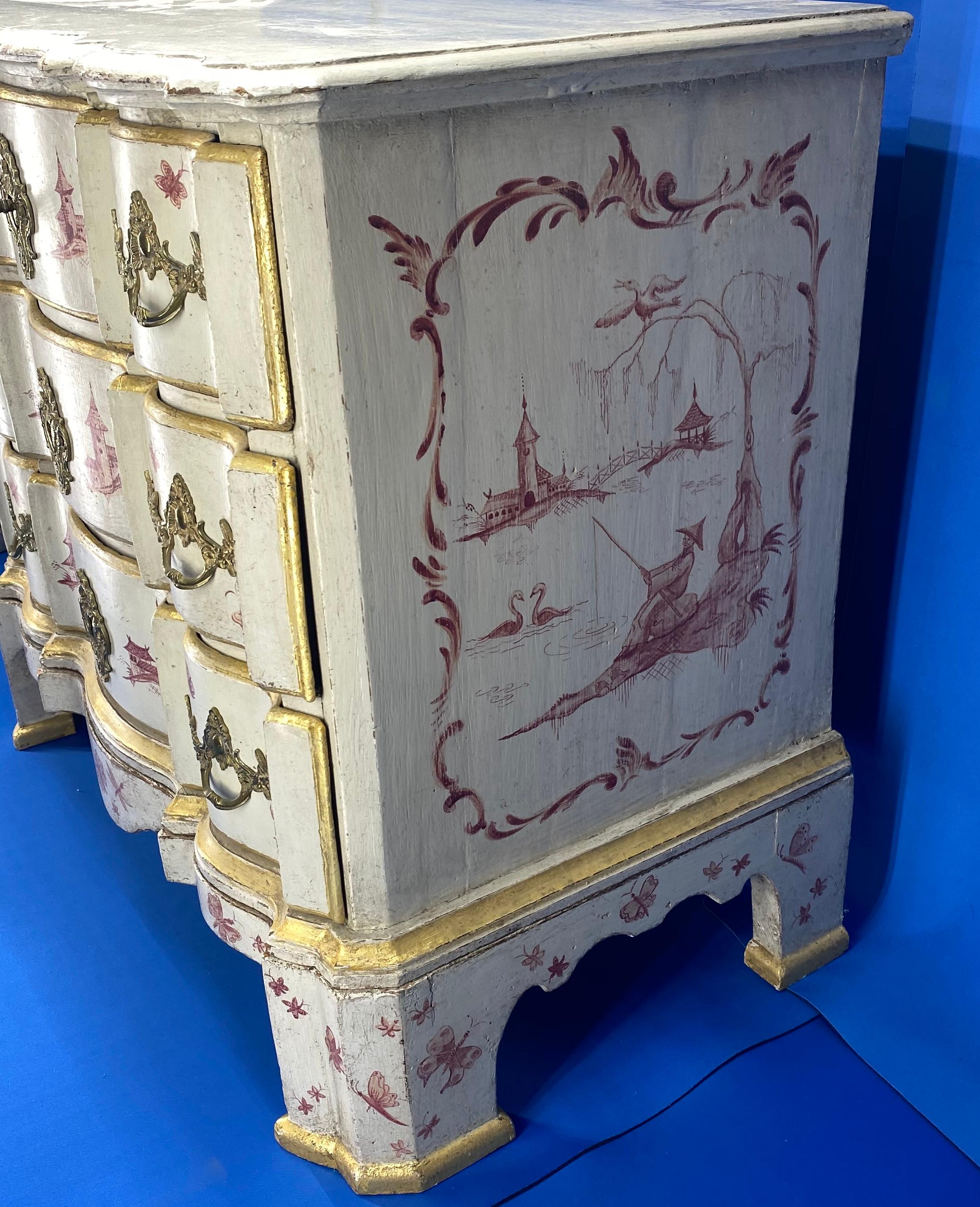 Danish 18th Century Painted Chest of Drawers With Chinoiserie Decor For Sale 7